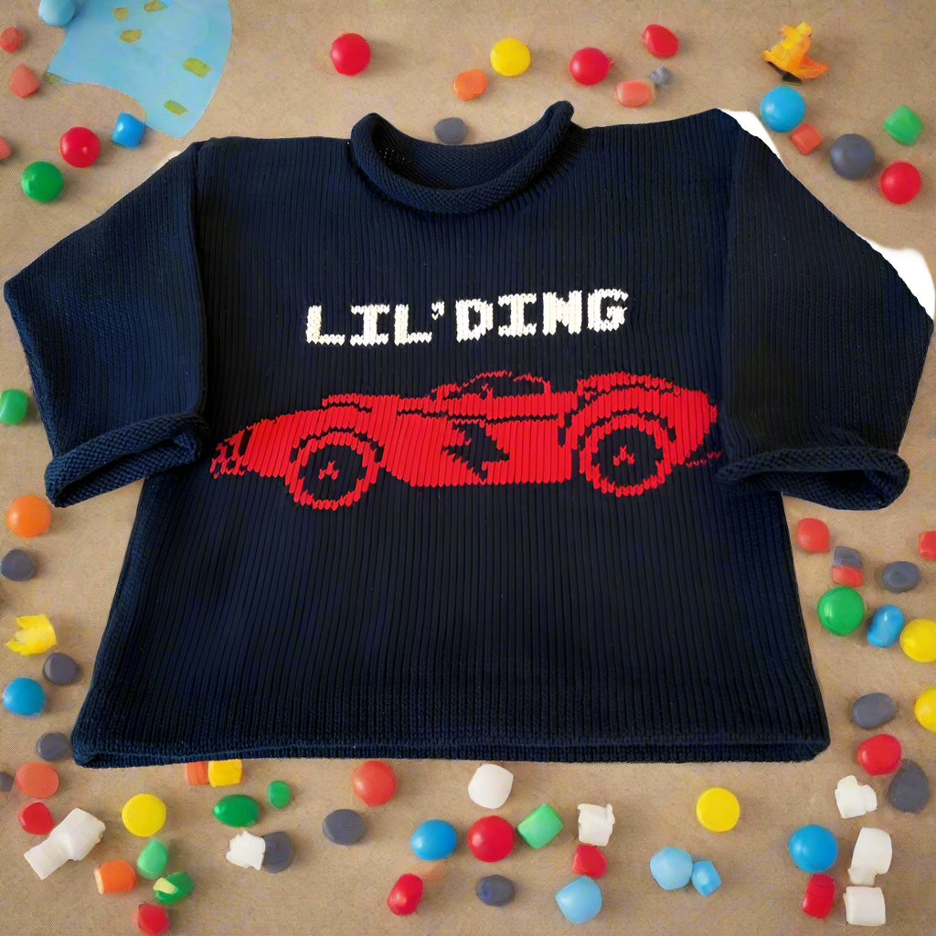 Personalized Race Car Sweater - Custom Knits for Baby