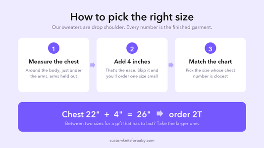 How to Choose a Baby Sweater Size When You're Buying Ahead