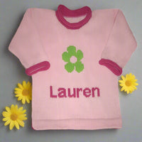 Personalized Daisy Sweater for Little Girls - Custom Knits for Baby