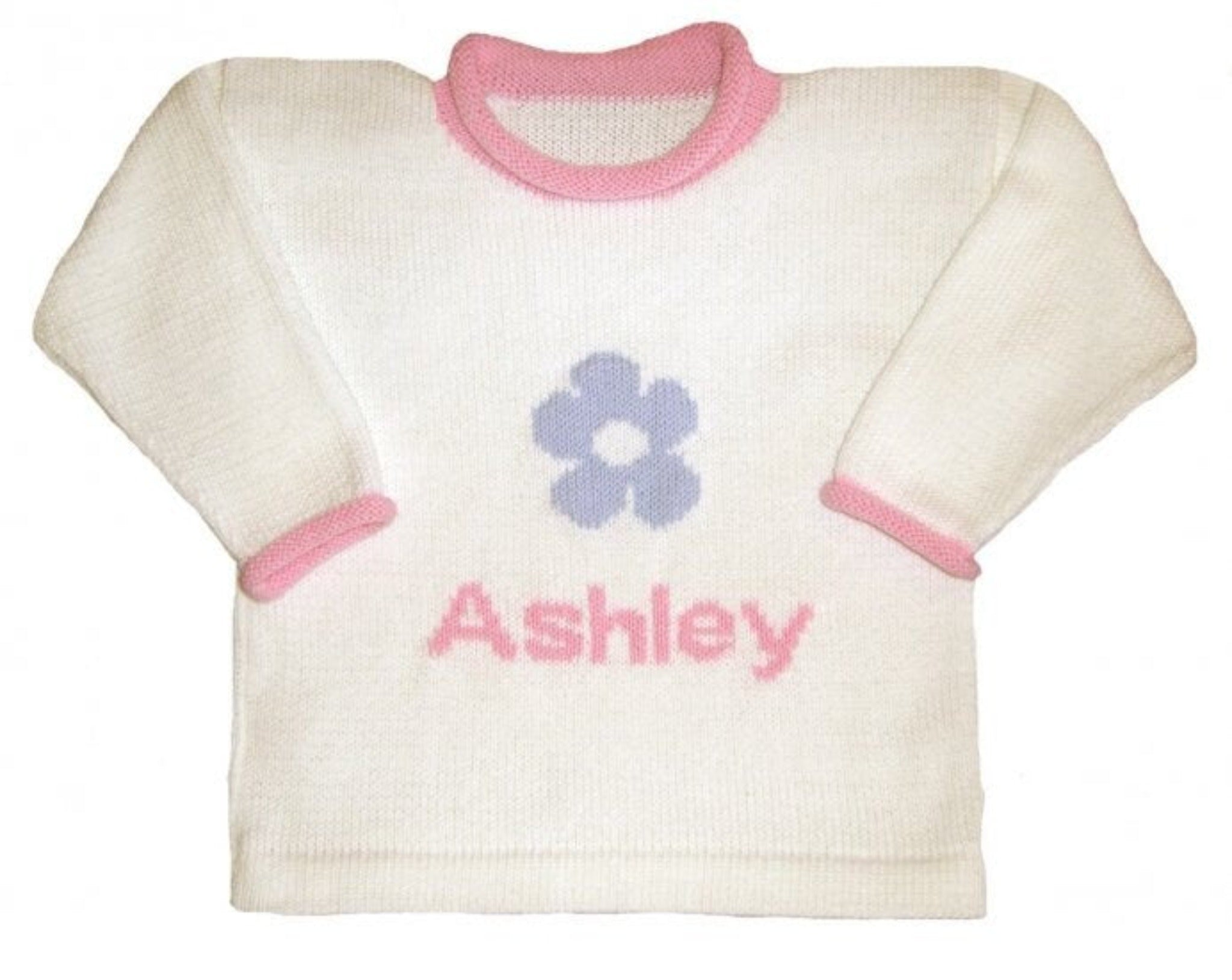 Personalized Daisy Sweater for Little Girls - Custom Knits for Baby