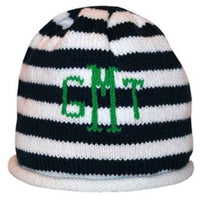 Striped Roll Hat with Name or Monogram - Custom Knits for Baby
