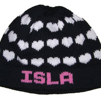 Personalized Hearts Name Hat - Custom Knits for Baby