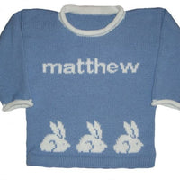 Personalized Easter Sweater with Bunnys - Custom Knits for Baby