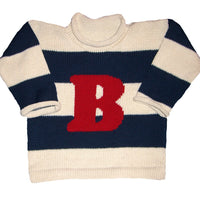 Rugby Striped Initial Pullover for Children - Custom Knits for Baby