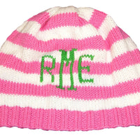 Striped Monogrammed Baby Beanie - Custom Knits for Baby