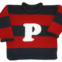Rugby Striped Initial Pullover for Children - Custom Knits for Baby