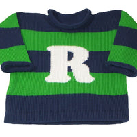 Rugby Striped Initial Pullover for Children - Custom Knits for Baby