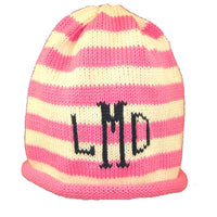 Striped Roll Hat with Monogram - Custom Knits for Baby