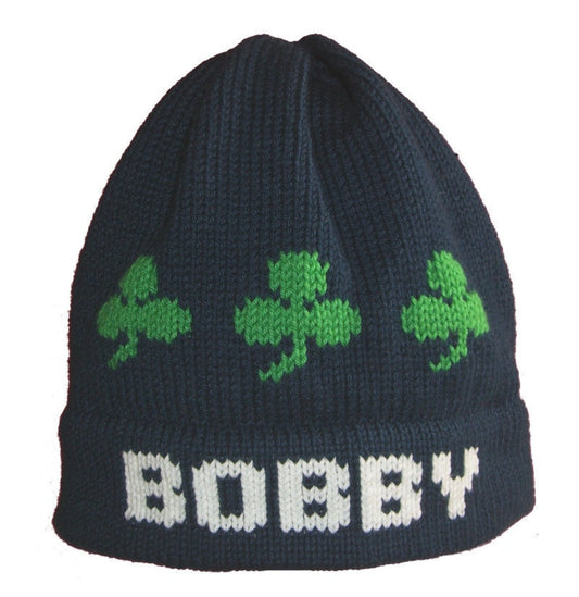 Personalized Name Hat with Shamrocks or Footballs - Custom Knits for Baby