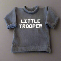 personalized baby knit outfit for military family - little trooper design