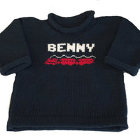 Personalized Baby Train Pullover - Custom Knits for Baby