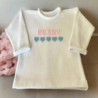 Personalized baby girl sweater with heart design