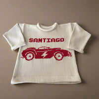 Personalized Race Car Sweater - Custom Knits for Baby