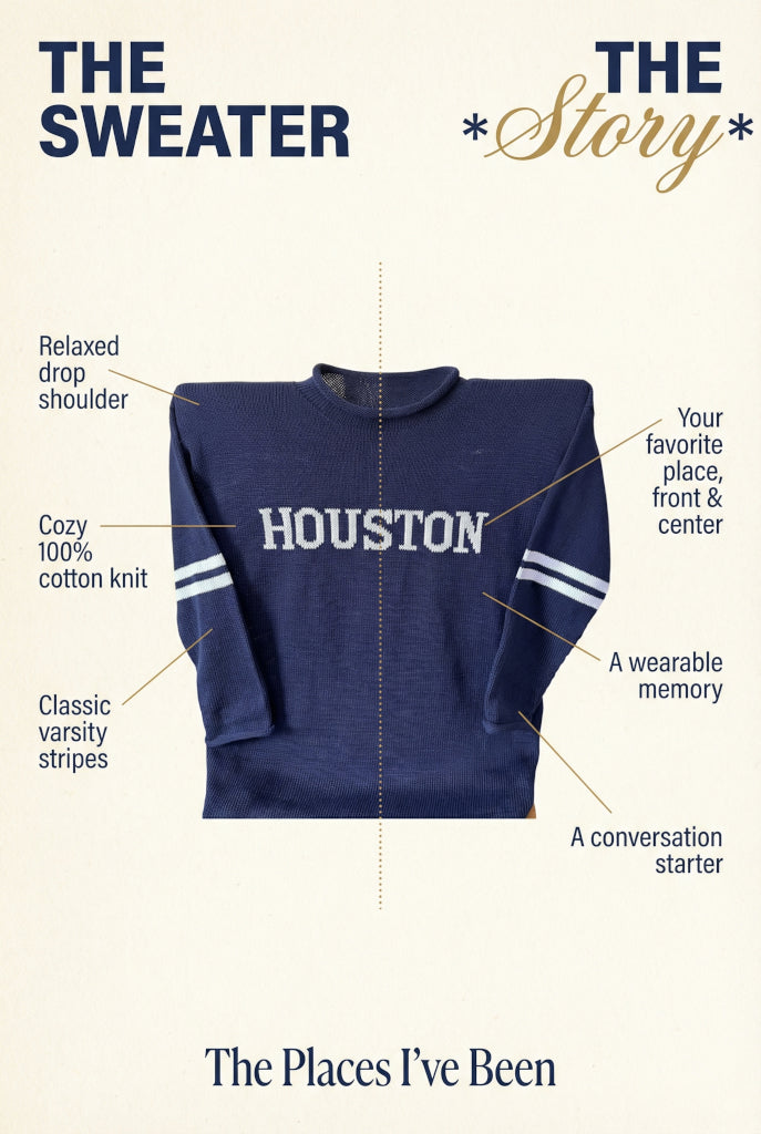 Adult sweater personalized with favorite place