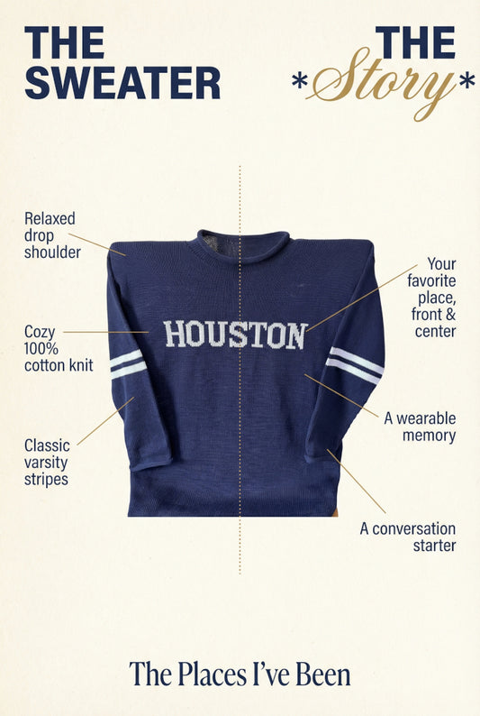 Adult sweater personalized with favorite place